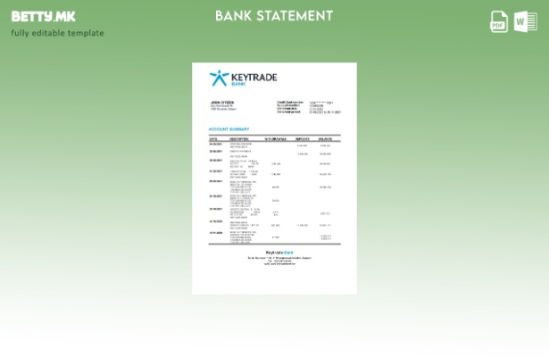 Модерен стил Белгија Keytrade банка извод образец збор